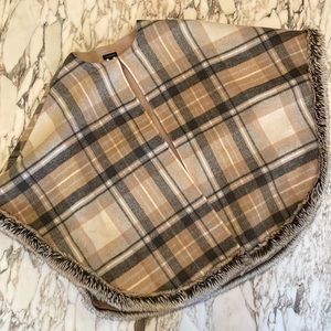 GUC cape TALBOTS wool blend plaid cape sz M/L